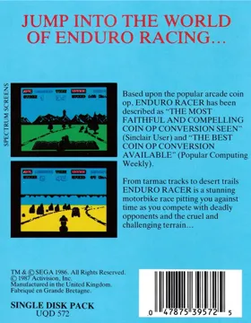 Enduro Racer (UK) (1987) (Trainer) box cover back